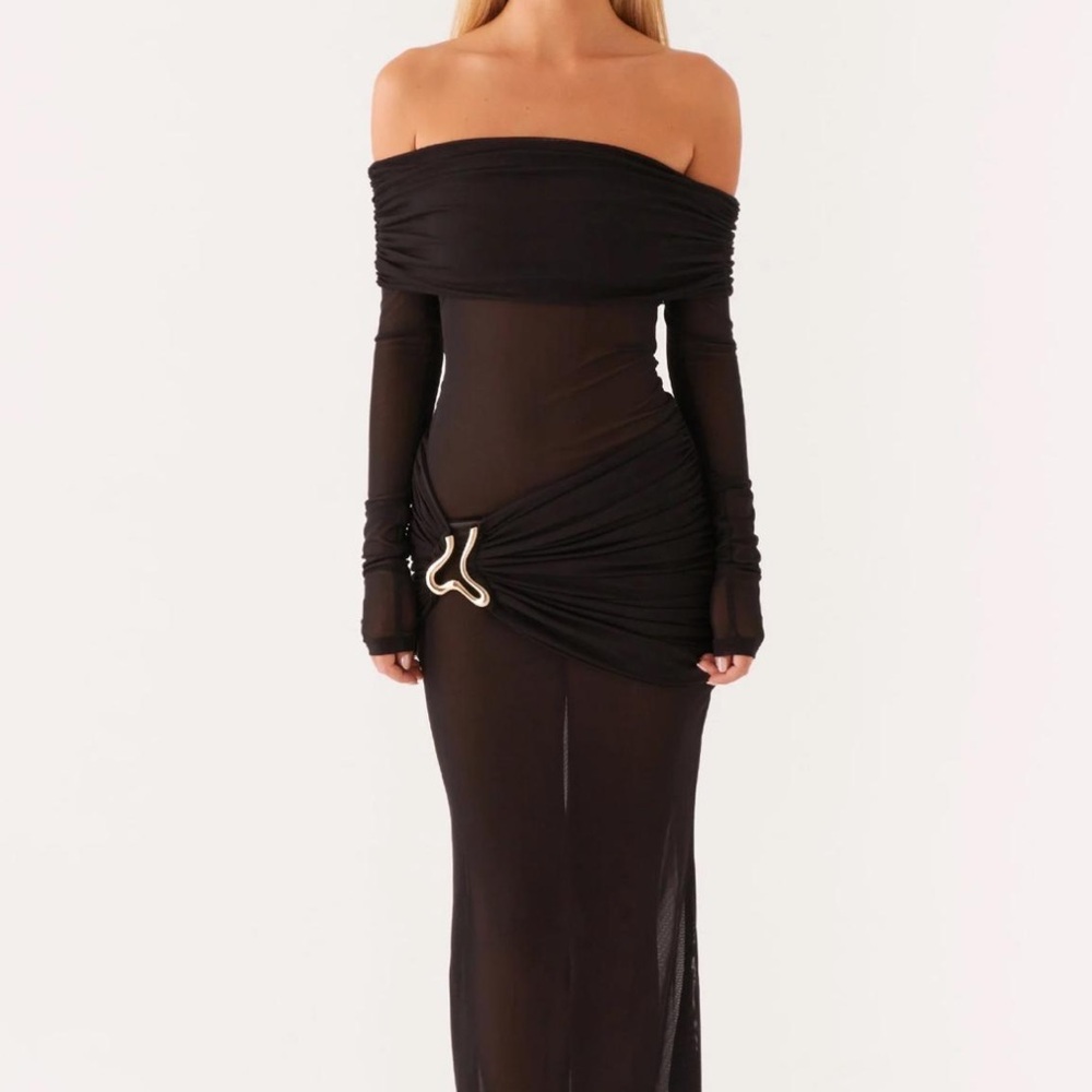 Peppermayo Liberty Black Off-Shoulder Dress